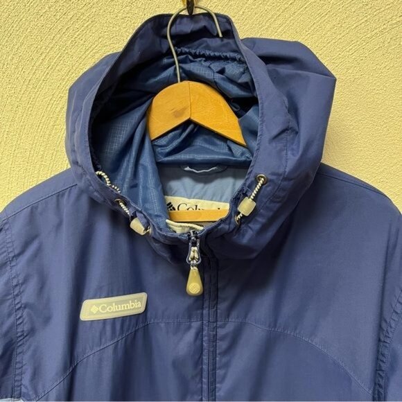 Columbia Women’s Full Zip Hooded Rain Jacket In Blue Sz Med - Picture 3 of 9